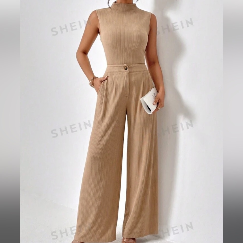 Matching top and flare pants
